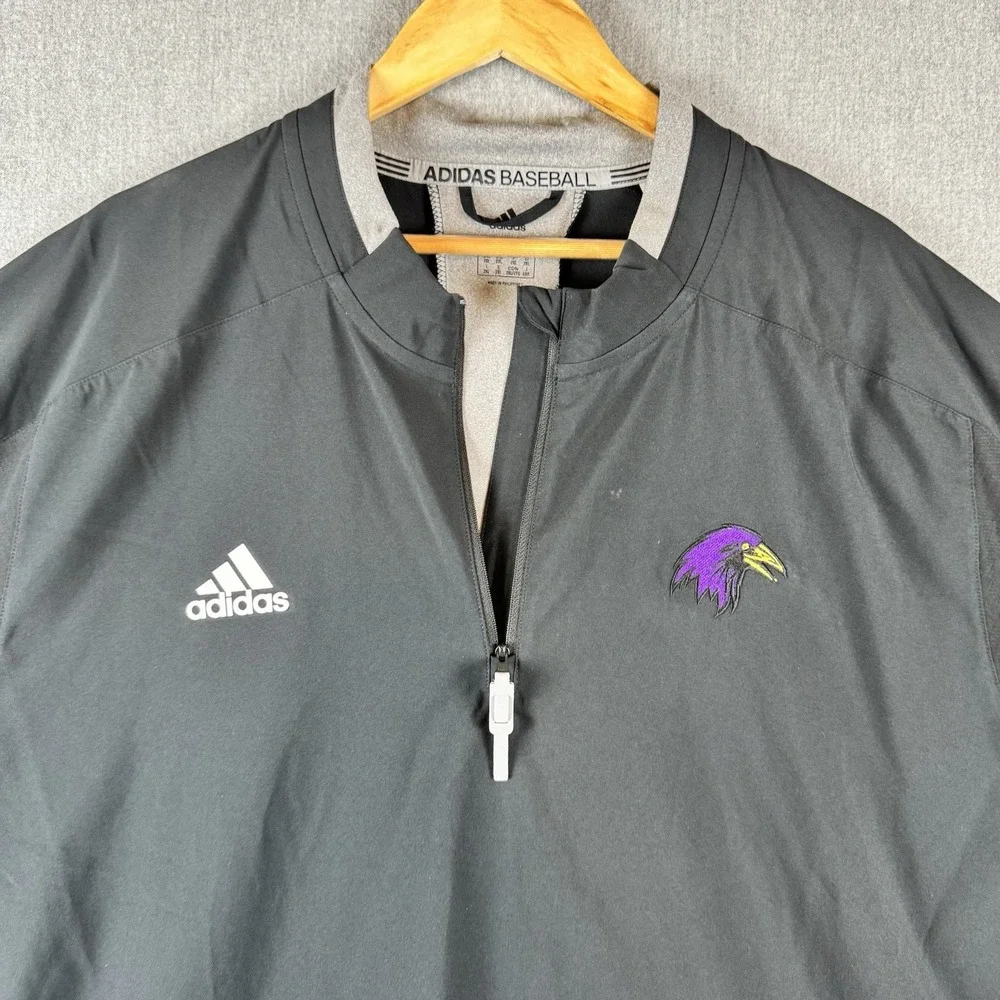 Adidas Baseball Ravens Pullover Jacket‎ 2XL Removable Sleeves Black Embroidered
